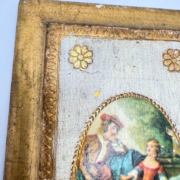 Vintage Florentine Giltwood Plaque Scene Artwork Handmade In Italy - Picture 9 of 12